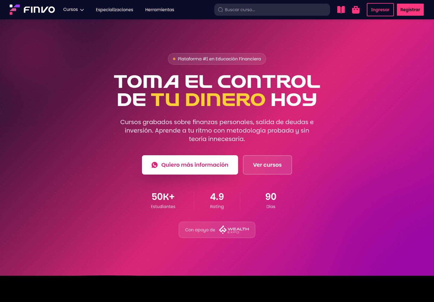 Captura del homepage de Finvo