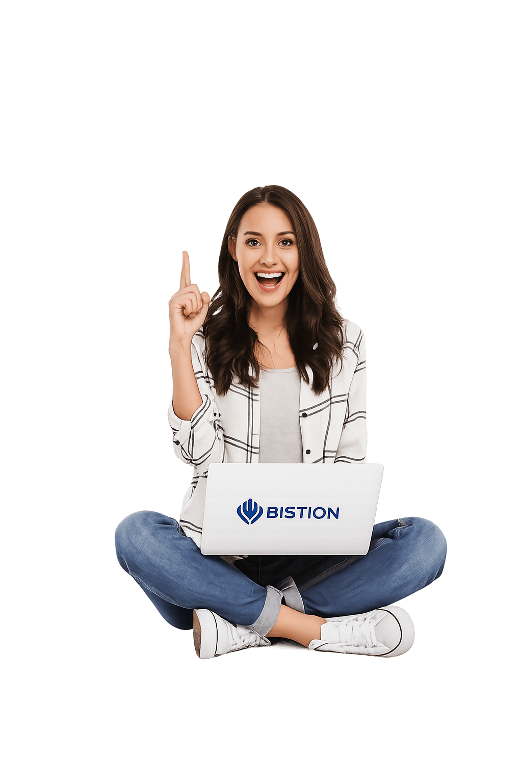 BISTION specialist working with artificial intelligence on a laptop